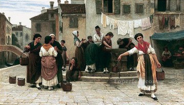 von Am brunnen at the well lady Eugene de Blaas Oil Paintings